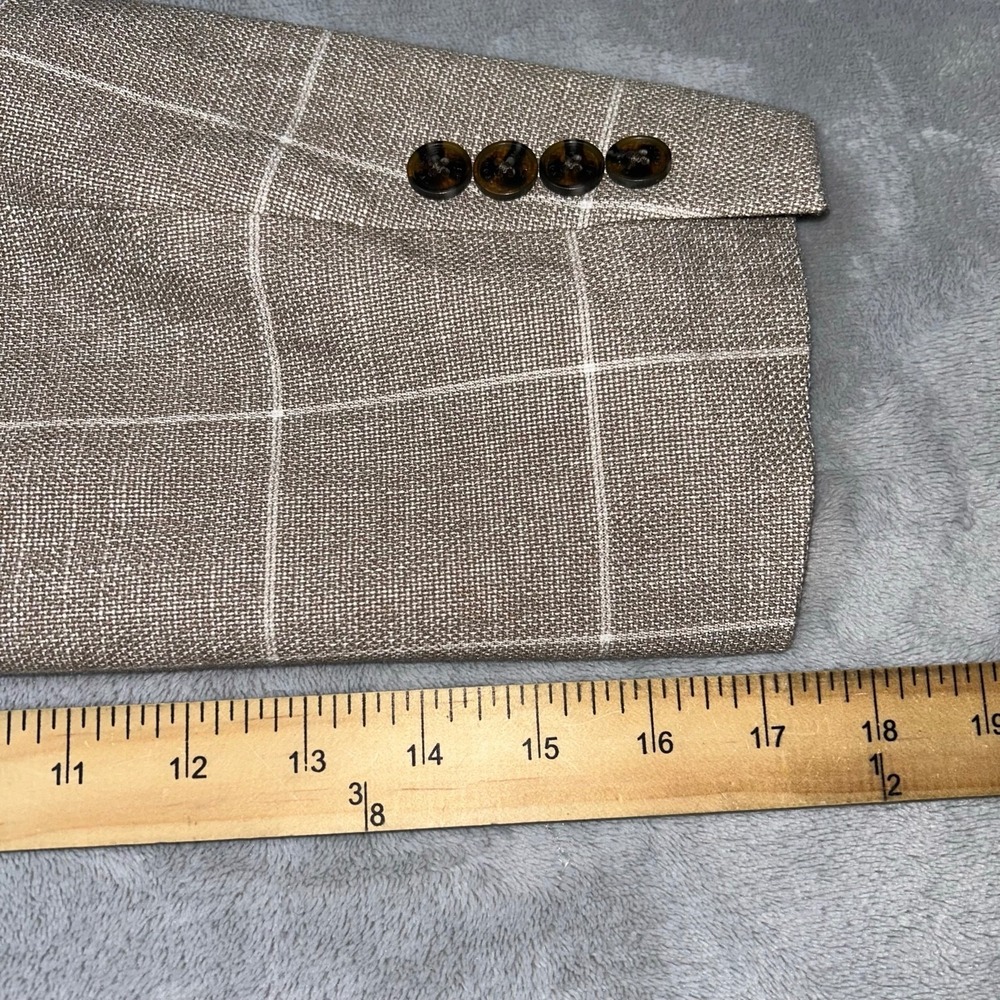 Crown & Ivy Blazer 46R Tan Windowpane Sport Coat Modern Fit Stretch NWT motion - Picture 13 of 16